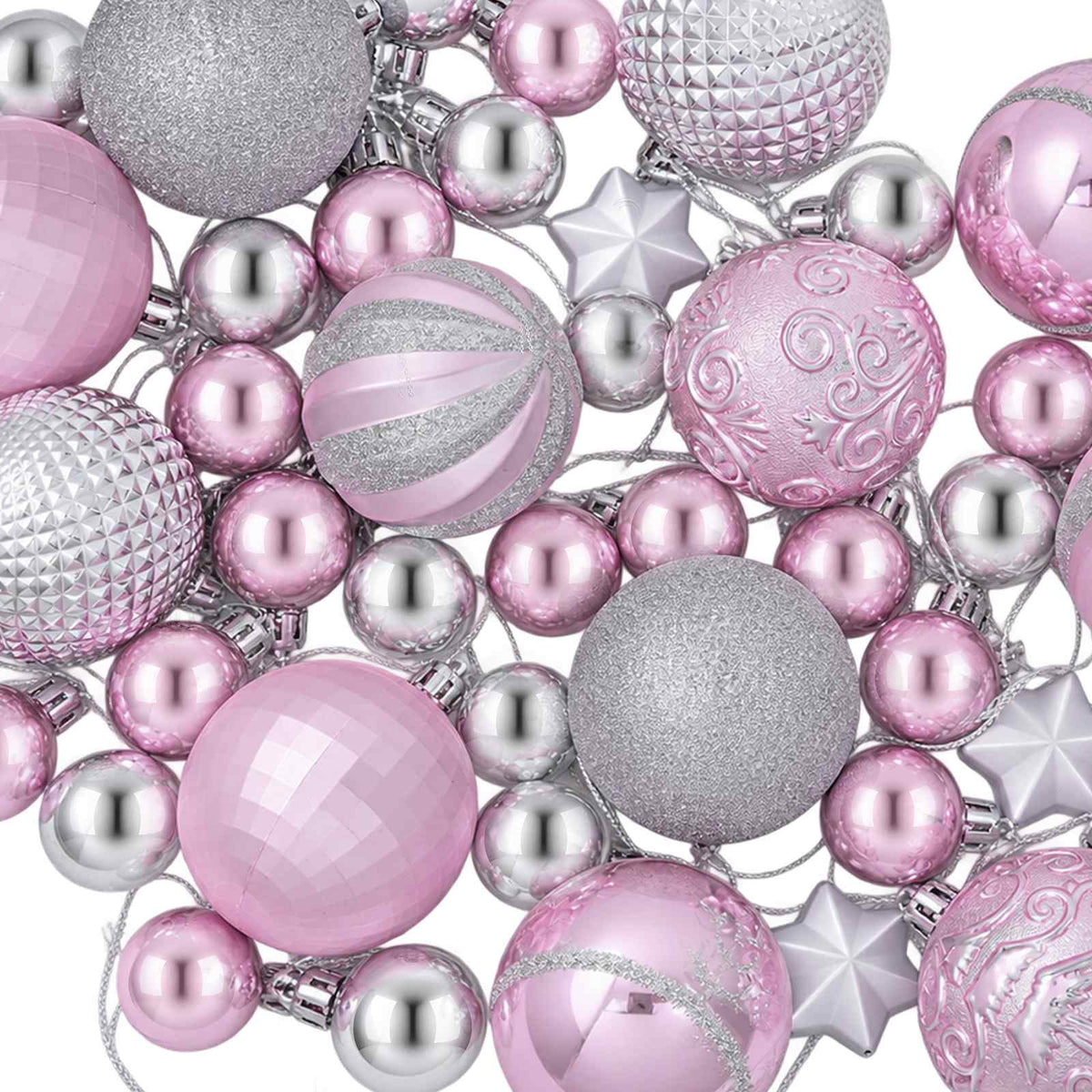 Julbollset 88 st rosa och silver Ø 6 cm Plast