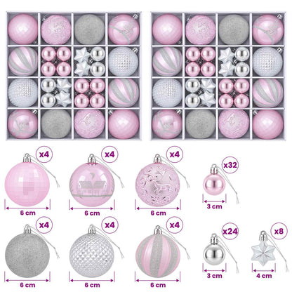 Julbollset 88 st rosa och silver Ø 6 cm Plast