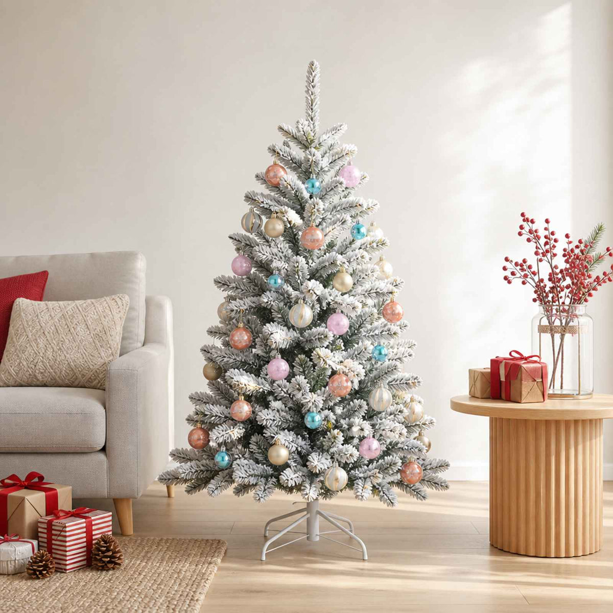 Julbollset 88 st Rosa, guld, brun och turkos Ø 6 cm Plast