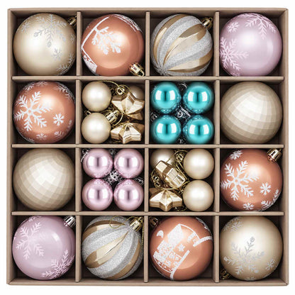 Julbollset 88 st Rosa, guld, brun och turkos Ø 6 cm Plast