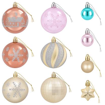 Julbollset 88 st Rosa, guld, brun och turkos Ø 6 cm Plast