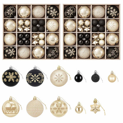Julbollset 88 st Svart och Guld Ø 6 cm Plast