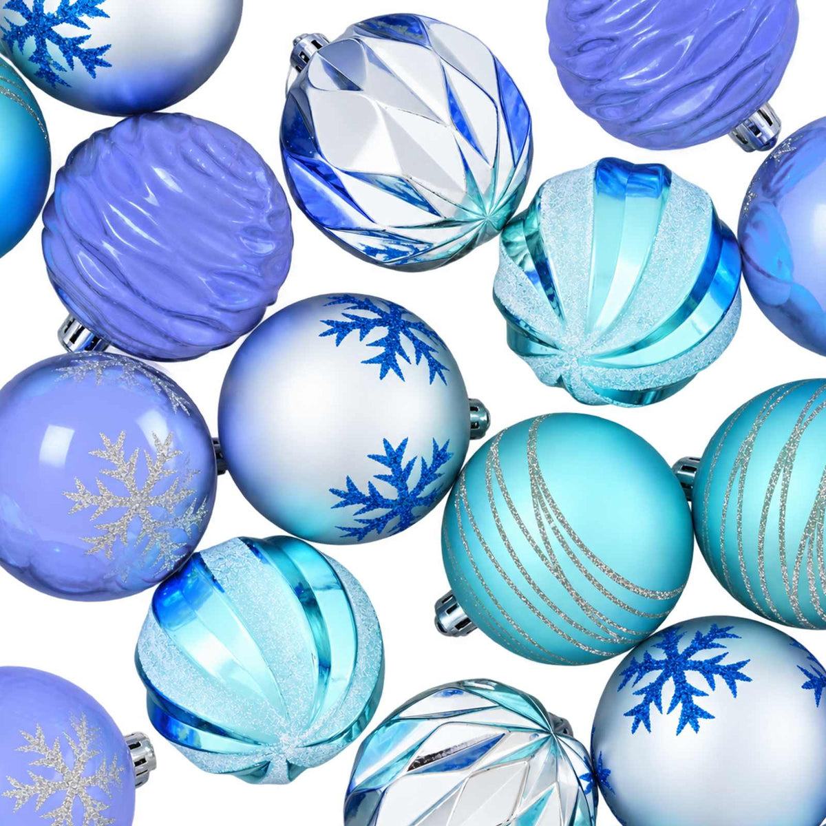 Julbollset 30 st Silver, blå och turkos Ø 6 cm Plast