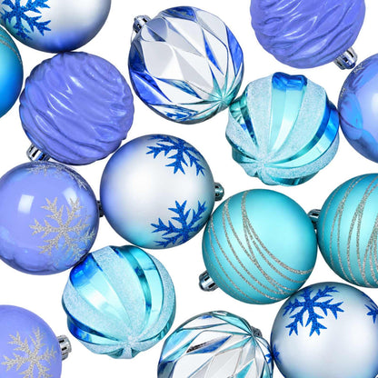 Julbollset 30 st Silver, blå och turkos Ø 6 cm Plast