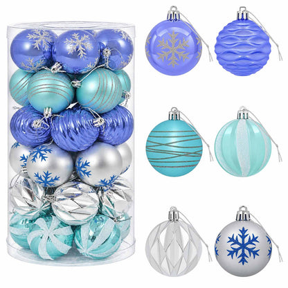 Julbollset 30 st Silver, blå och turkos Ø 6 cm Plast