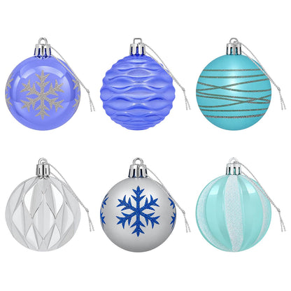 Julbollset 30 st Silver, blå och turkos Ø 6 cm Plast