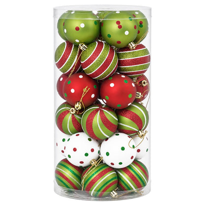 Julbollset 30 st Vit, röd och ljusgrön Ø 6 cm Plast