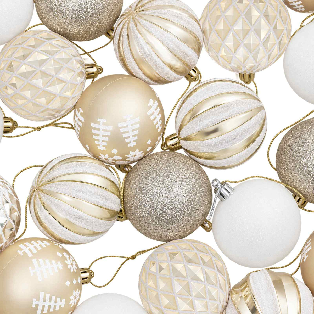 Julbollset 30 st Guld och vit Ø 6 cm Plast