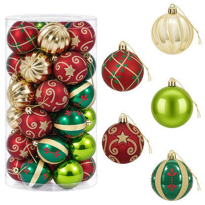 Julbollset 30 st Röd, grön och guld Ø 6 cm Plast