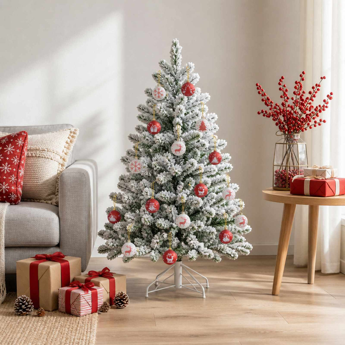 Julbollset 32 st Röd och Vit Ø 6 cm Plast