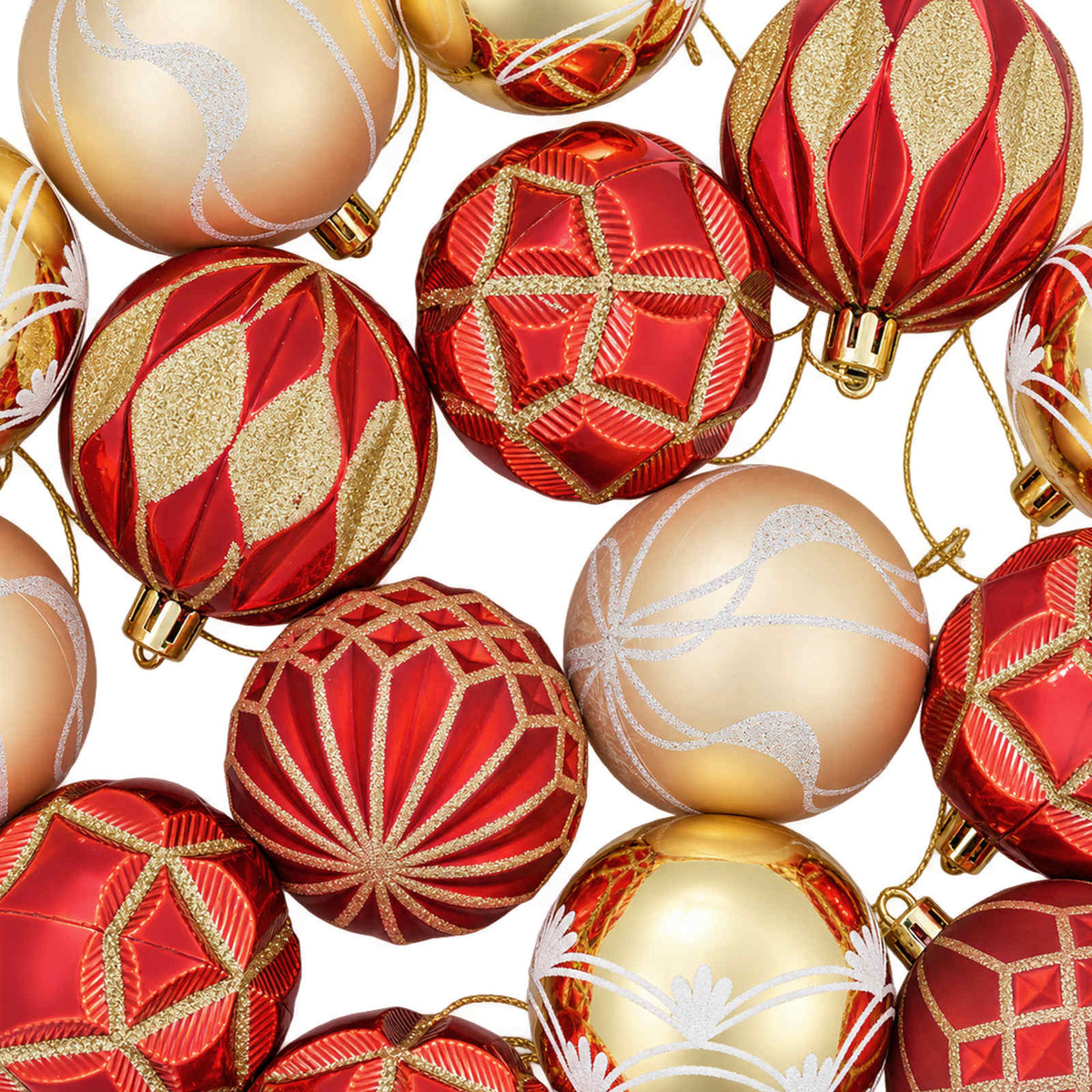 Julbollset 32 st Guld och röd Ø 6 cm Plast