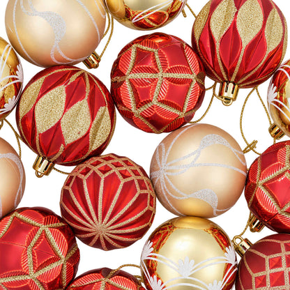 Julbollset 32 st Guld och röd Ø 6 cm Plast