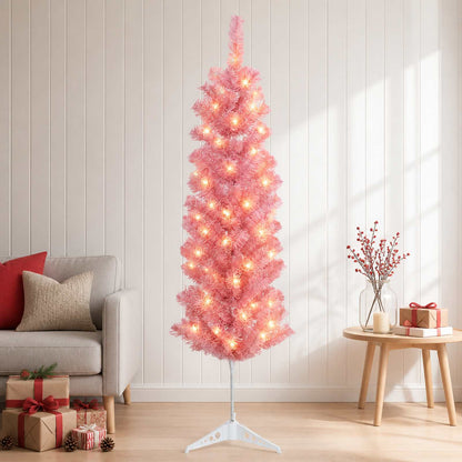 Konstgjort smalt julträd 150 cm 150 LED-lampor Varmvit