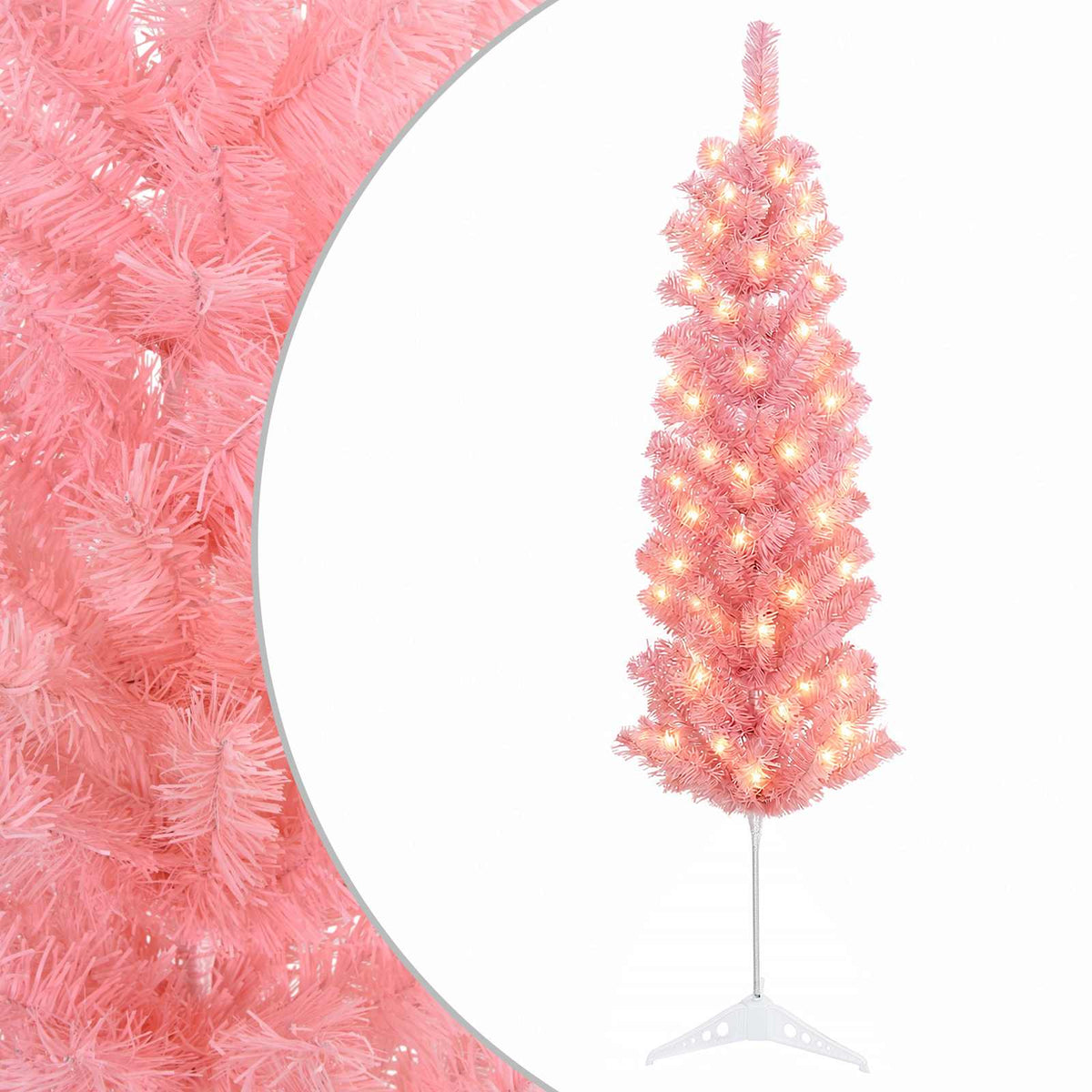 Konstgjort smalt julträd 150 cm 150 LED-lampor Varmvit