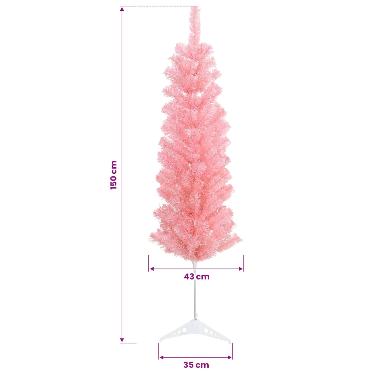 Konstgjort smalt julträd 150 cm 150 LED-lampor Varmvit