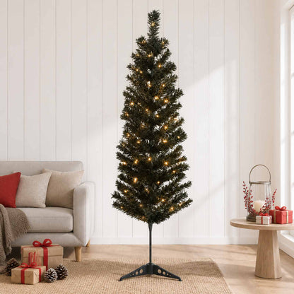 Konstgjort smalt julträd 150 cm 150 LED-lampor Varmvit