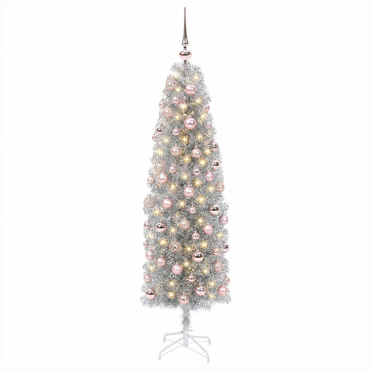 Smal konstgjord julgran med julkulor 180 cm 300 LED-lampor