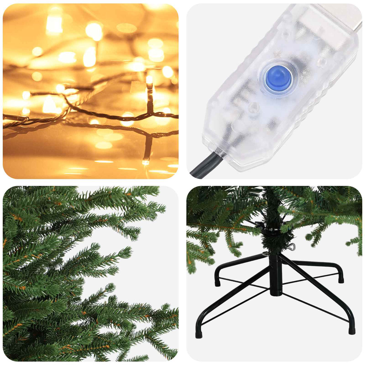 Plast Hingad Julgran 120 cm 150 LED-lampor Varmvit PE & PVC