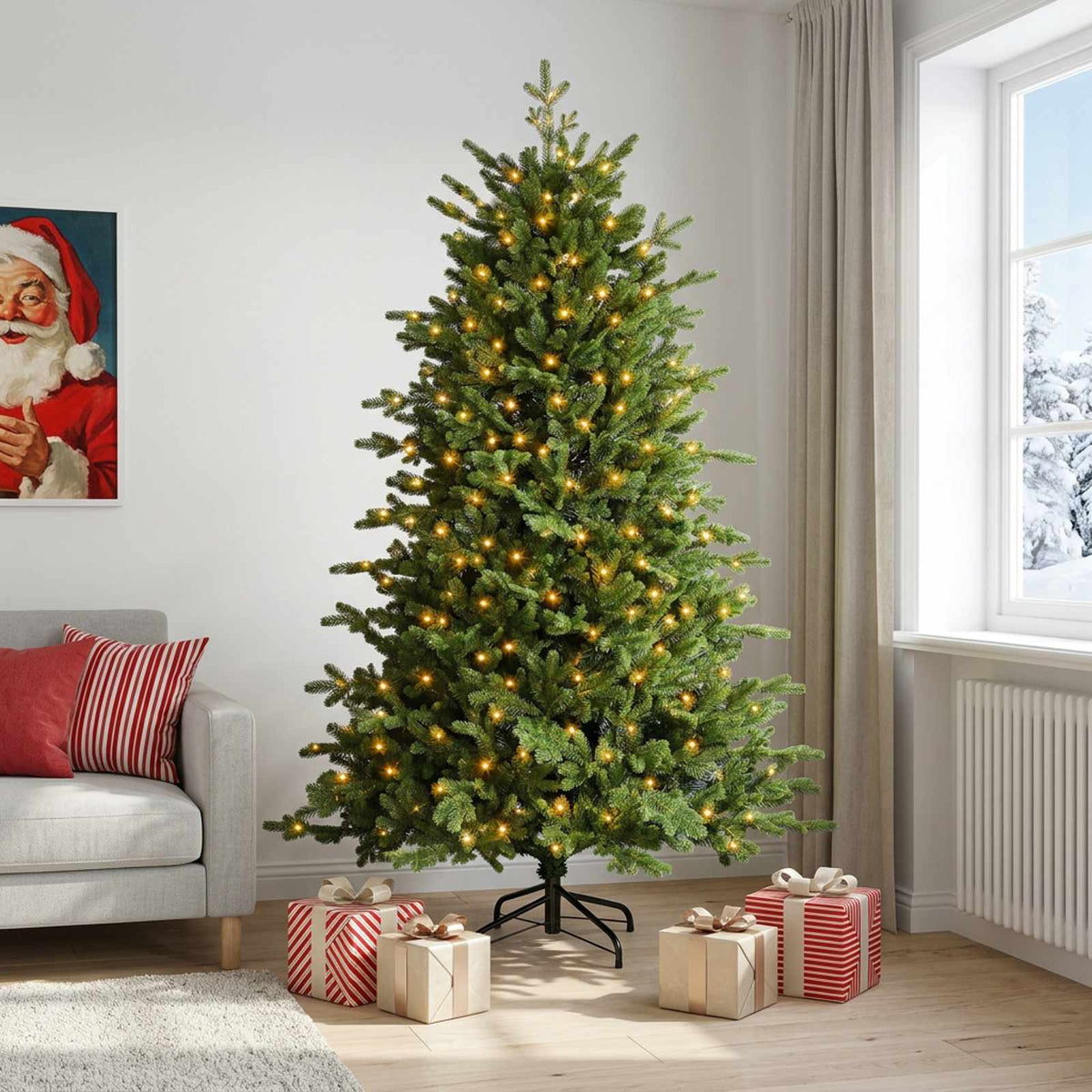 Plast Hingad Julgran 120 cm 150 LED-lampor Varmvit PE & PVC