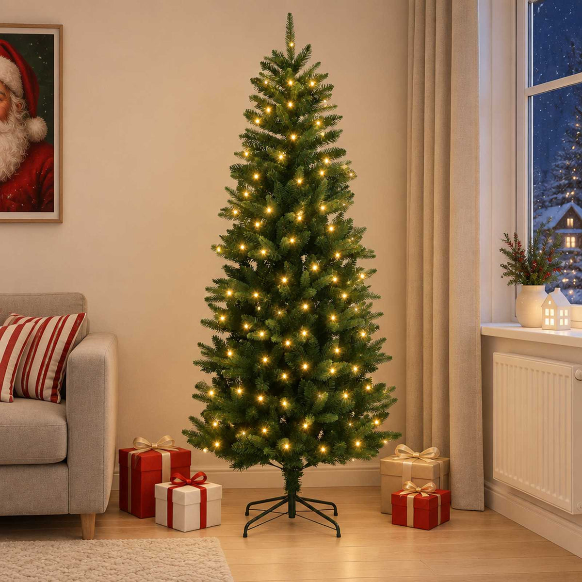 Plast Hingad Julgran 120 cm 150 LED-lampor Varmvit PE och PVC