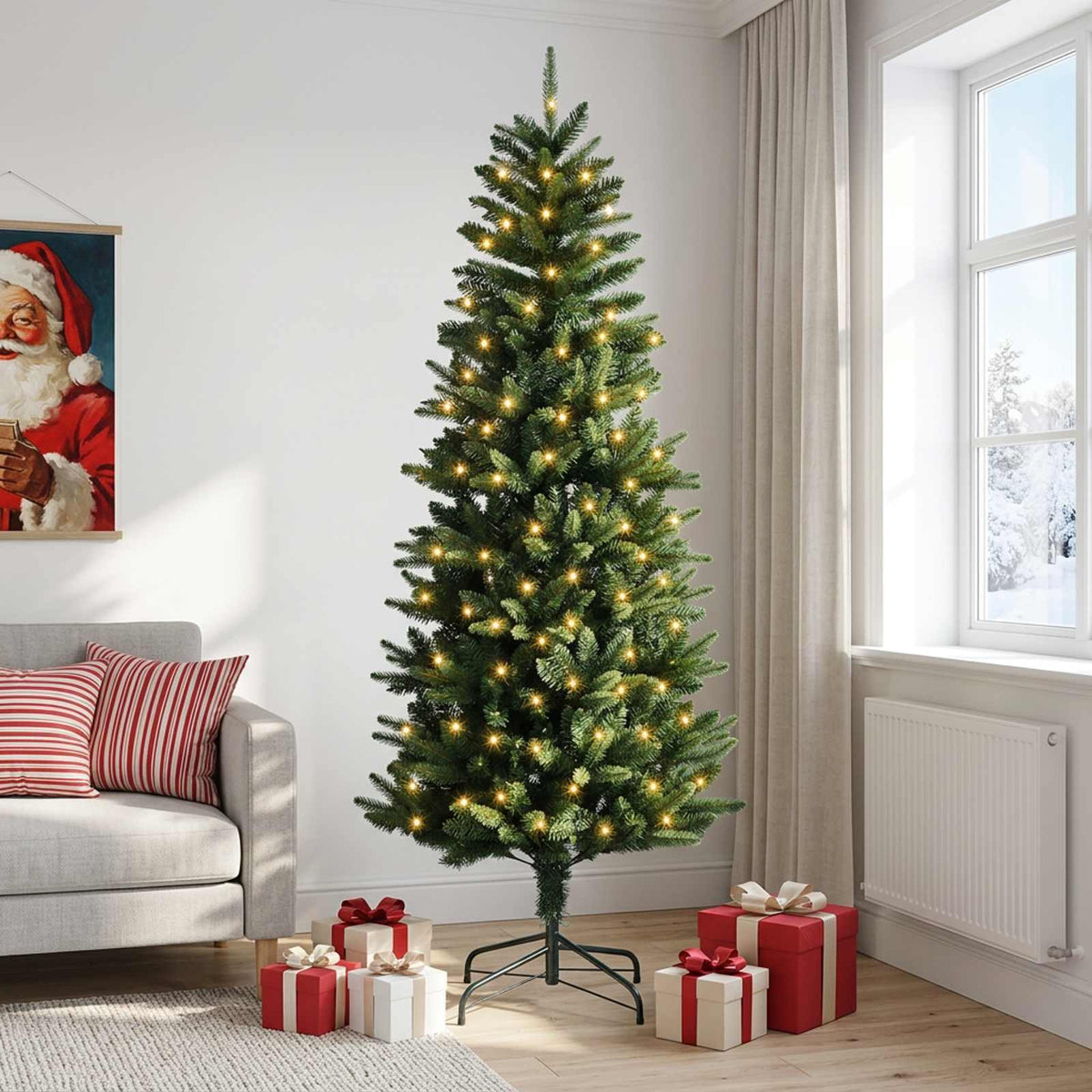 Plast Hingad Julgran 120 cm 150 LED-lampor Varmvit PE och PVC