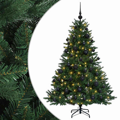 Konstgjord julgran med julkulor 120 cm 150 LED-lampor Varmvit