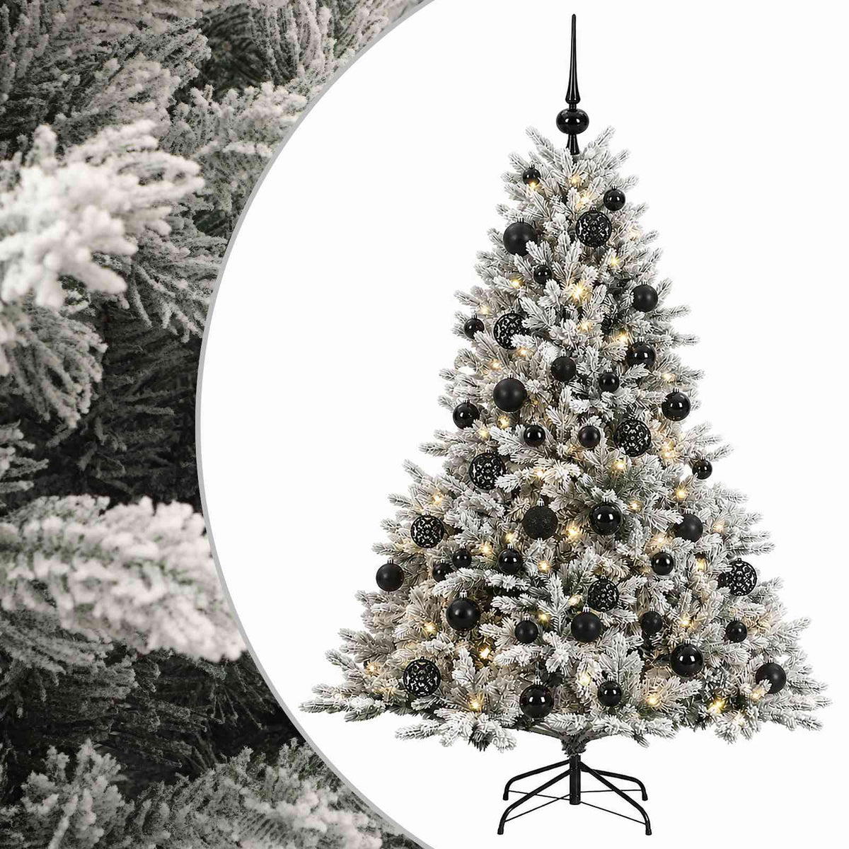 Konstgjord julgran med julkulor 150 cm 150 LED-lampor Varmvit
