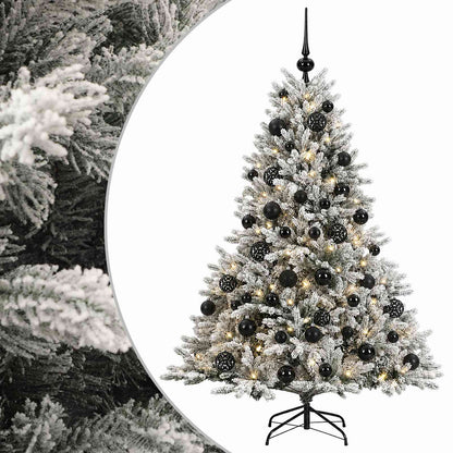 Konstgjord julgran med julkulor 150 cm 150 LED-lampor Varmvit