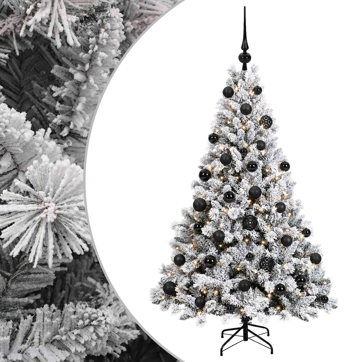 Konstgjord julgran med kulor 120 cm 150 LED-lampor Varmvit