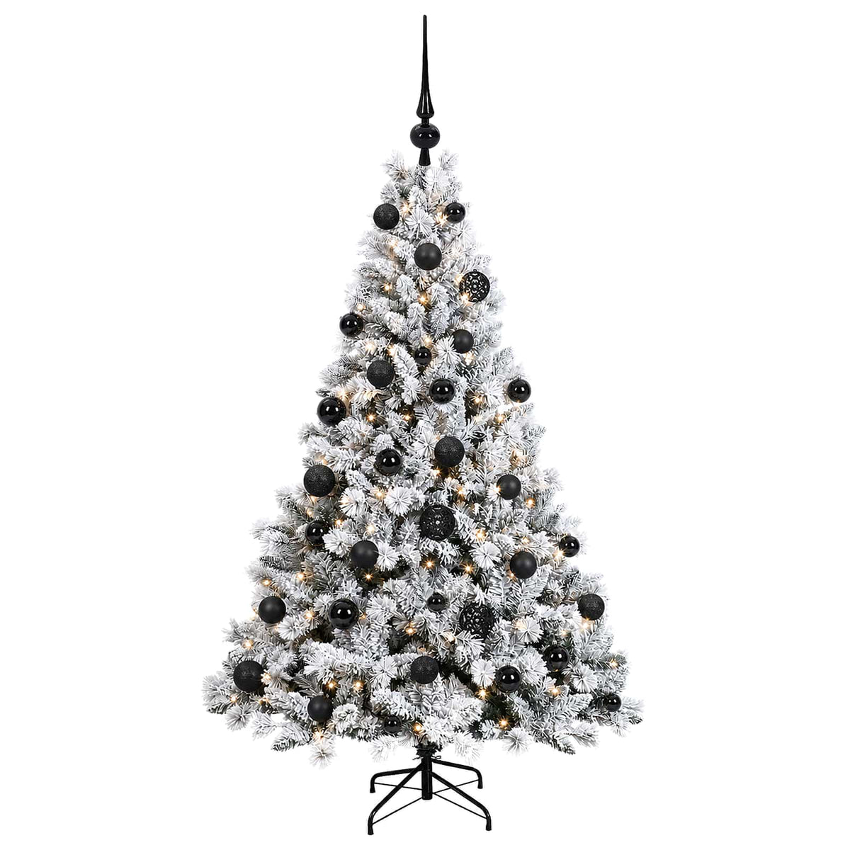 Konstgjord julgran med kulor 120 cm 150 LED-lampor Varmvit