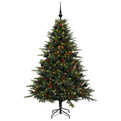 Konstgjord julgran med julkulor 120 cm 150 LED-lampor Varmvit