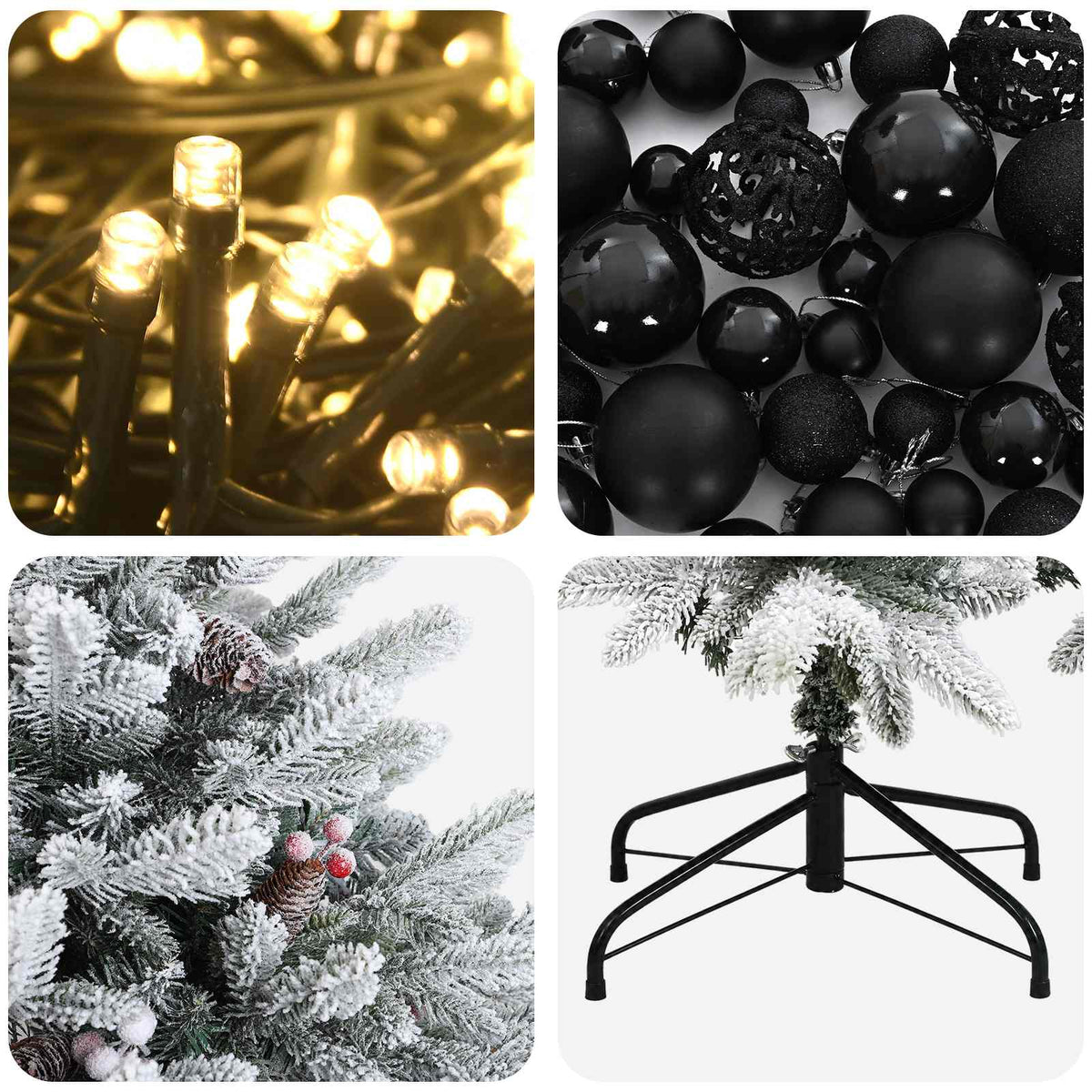 Konstgjord julgran med julkulor 120 cm 150 LED-lampor Varmvit