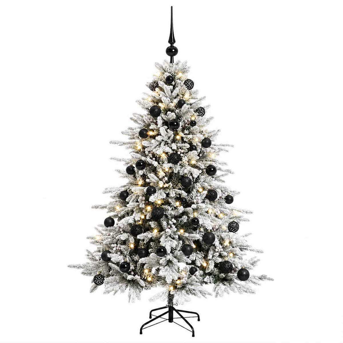 Konstgjord julgran med julkulor 150 cm 150 LED-lampor Varmvit