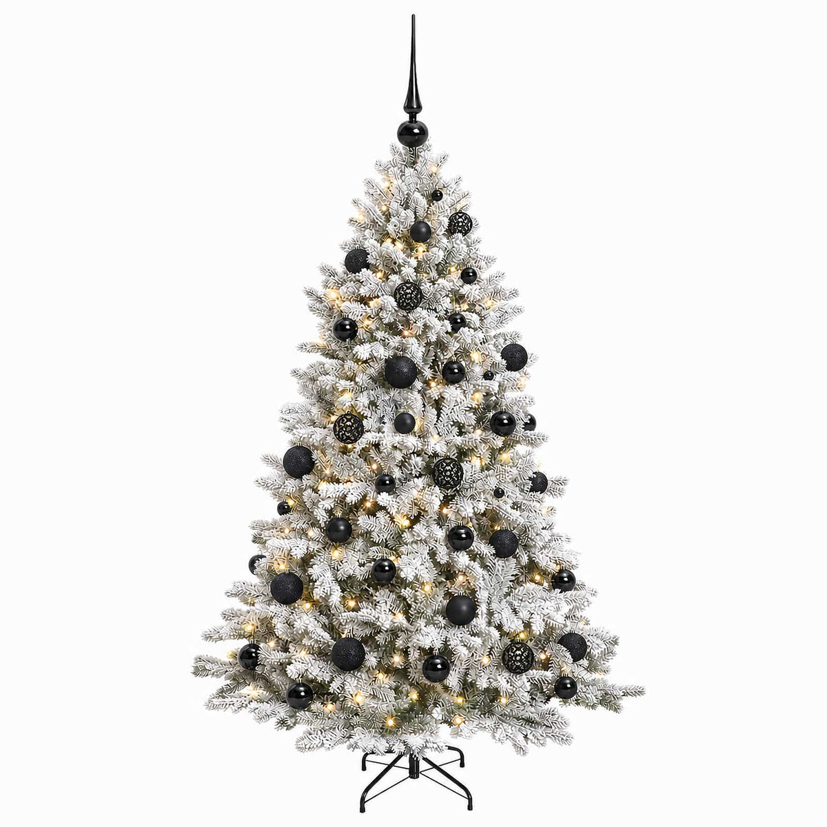 Konstgjord julgran med kulor 150 cm 150 LED-lampor Varmvit