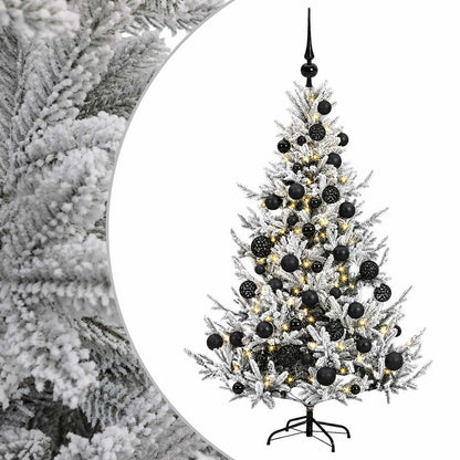 Konstgjord julgran med julkulor 150 cm 150 LED-lampor Varmvit