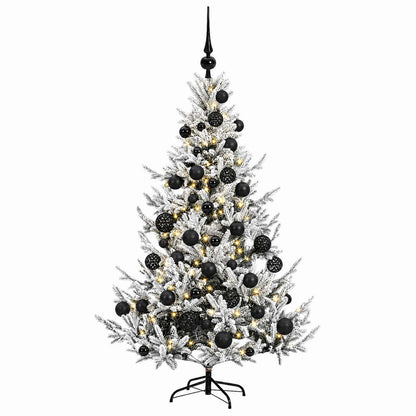 Konstgjord julgran med julkulor 150 cm 150 LED-lampor Varmvit