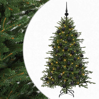 Konstgjord julgran med julkulor 150 cm 150 LED-lampor Varmvit