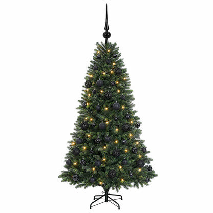 Konstgjord julgran med kulor 120 cm 150 LED-lampor Varmvit