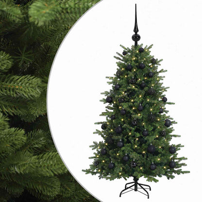 Konstgjord julgran med julkulor 120 cm 150 LED-lampor Varmvit