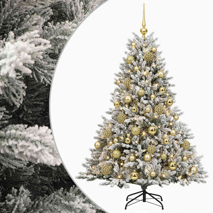 Konstgjord julgran med julkulor 120 cm 150 LED-lampor Varmvit