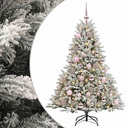Konstgjord julgran med julkulor 120 cm 150 LED-lampor Varmvit