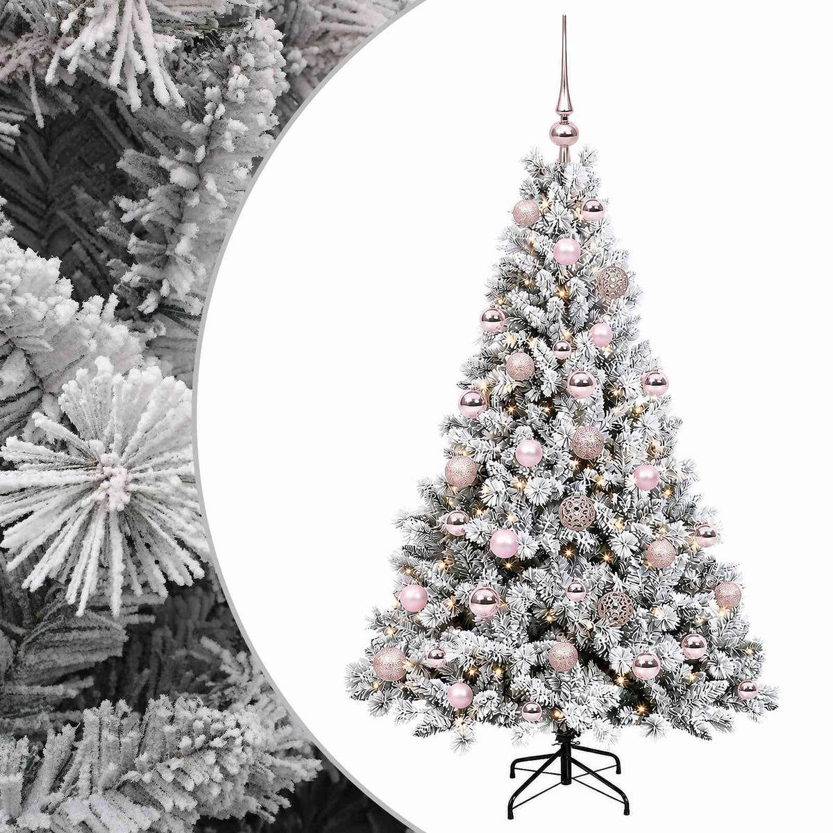 Konstgjord julgran med julkulor 120 cm 150 LED-lampor Varmvit