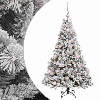 Konstgjord julgran med julkulor 120 cm 150 LED-lampor Varmvit