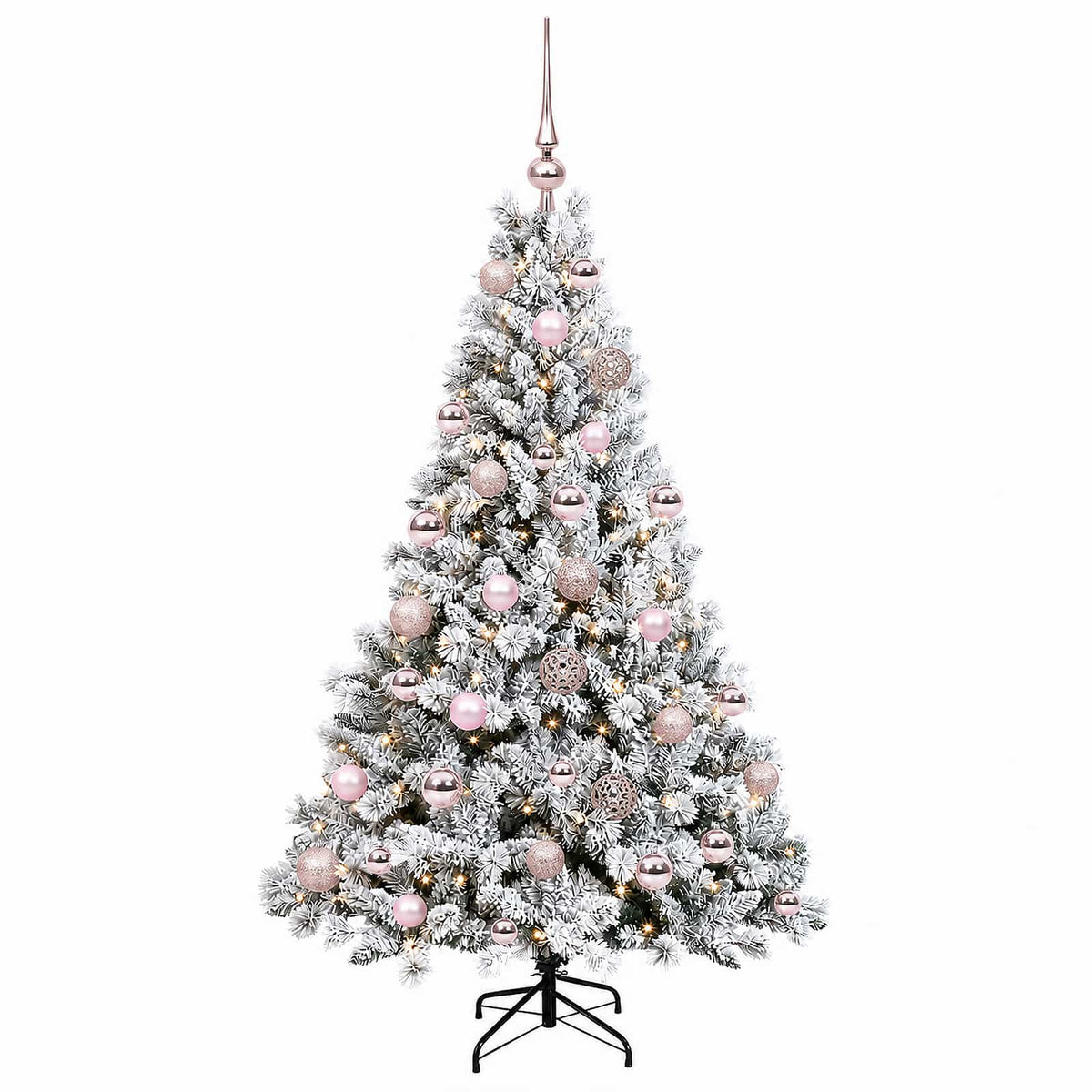 Konstgjord julgran med julkulor 120 cm 150 LED-lampor Varmvit