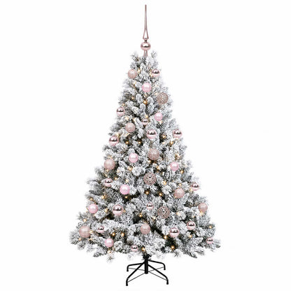 Konstgjord julgran med julkulor 120 cm 150 LED-lampor Varmvit