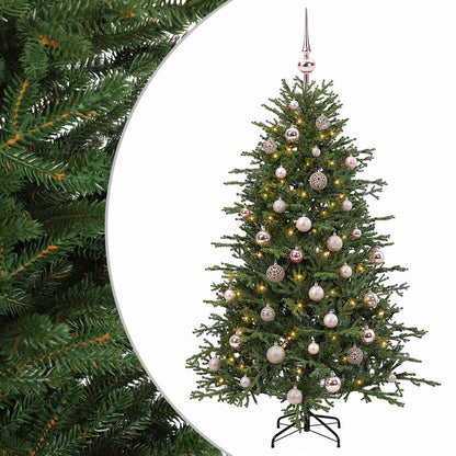 Konstgjord julgran med julkulor 150 cm 150 LED-lampor Varmvit