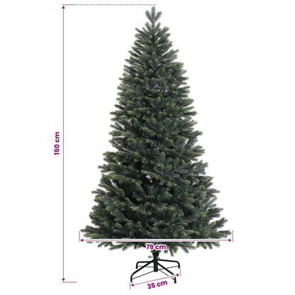 Konstgjord julgran med kulor 150 cm 150 LED-lampor Varmvit