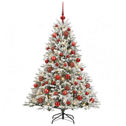 Konstgjord julgran med julkulor 120 cm 150 LED-lampor Varmvit