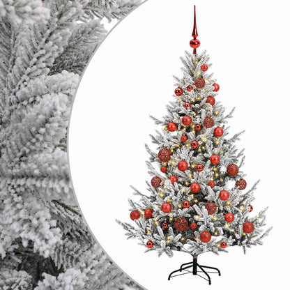 Konstgjord julgran med julkulor 120 cm 150 LED-lampor Varmvit