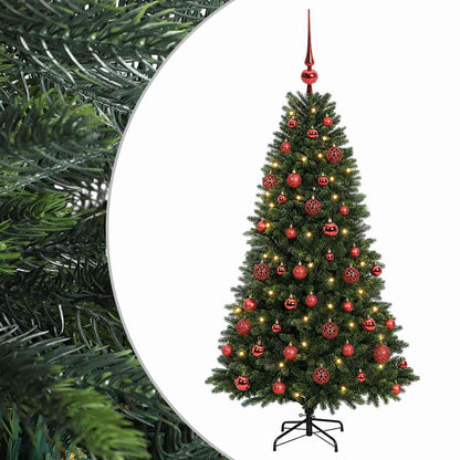 Konstgjord julgran med kulor 150 cm 150 LED-lampor Varmvit